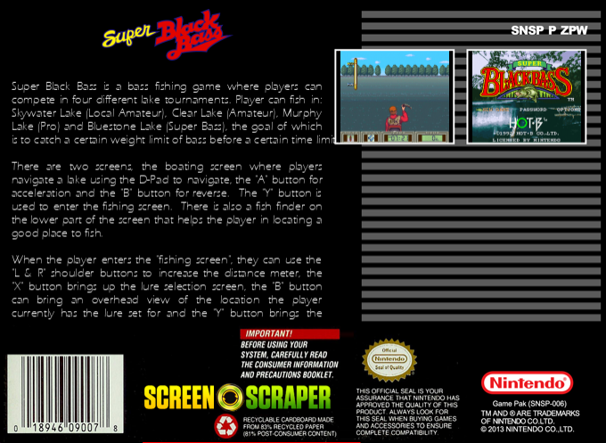 Super Black Bass — box-2D-back (SS)