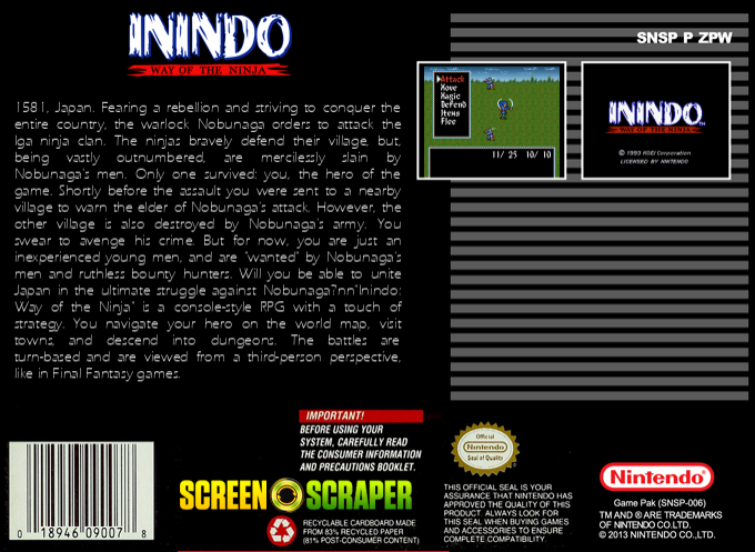 Inindo - Way Of The Ninja — box-2D-back (SS)