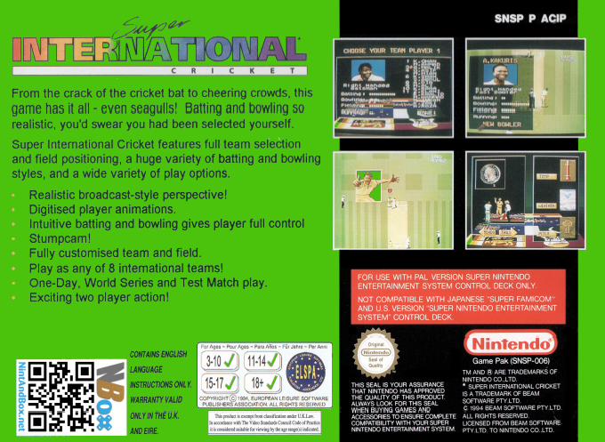 Super International Cricket — box-2D-back (EU)