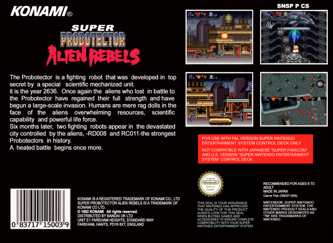 Super Probotector - Alien Rebels — box-2D-back (EU)