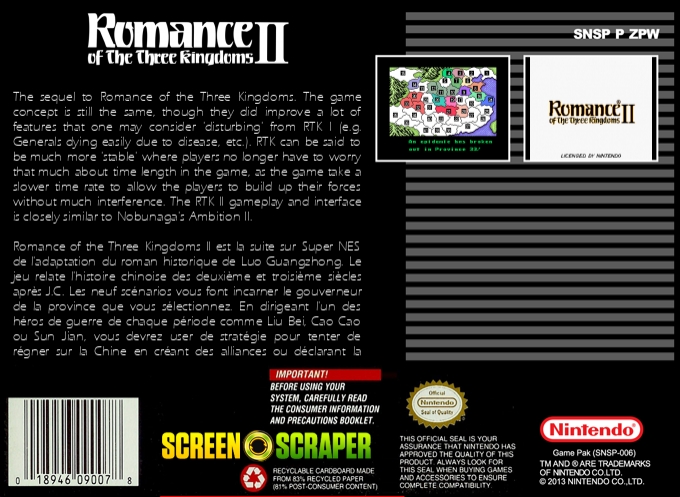 Romance Of The Three Kingdoms 2 — box-2D-back (SS)