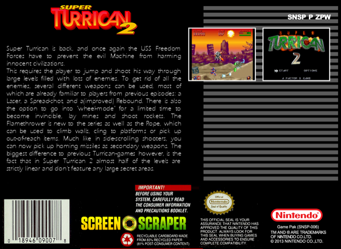 Super Turrican 2 — box-2D-back (SS)