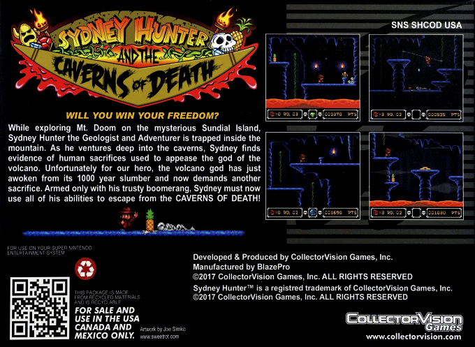 Sydney Hunter And The Caverns Of Death — box-2D-back (WOR)