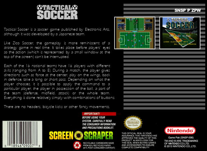 Tactical Soccer — box-2D-back (SS)