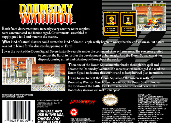 Doomsday Warrior — box-2D-back (US)