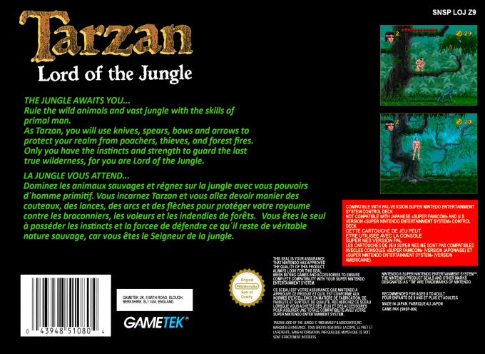 Tarzan : Lord of the Jungle — box-2D-back (EU)