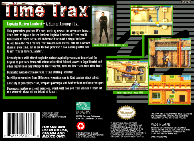 Time Trax — box-2D-back (US)