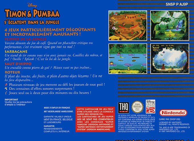 Timon And Pumbaa S'eclatent Dans La Jungle — box-2D-back (EU)