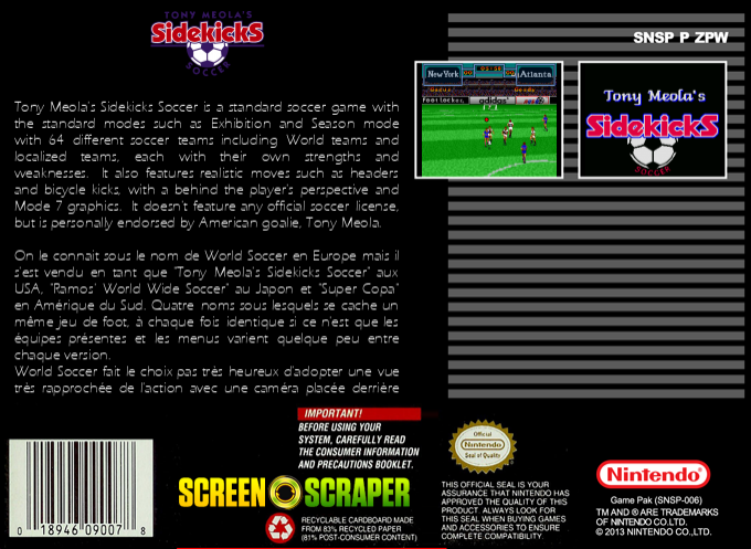 Tony Meola's Sidekicks Soccer — box-2D-back (SS)