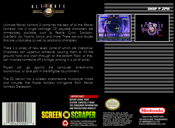 Ultimate Mortal Kombat 3 — box-2D-back (SS)