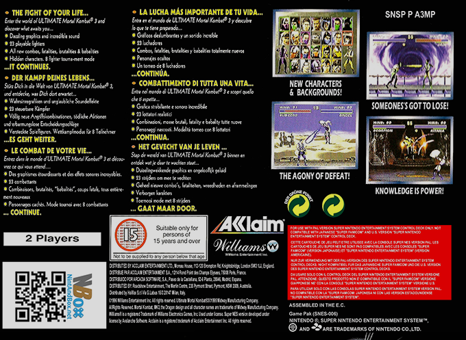 Ultimate Mortal Kombat 3 — box-2D-back (EU)