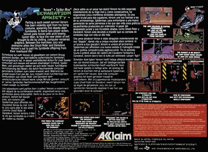 Venom And Spider-man - Separation Anxiety — box-2D-back (EU)