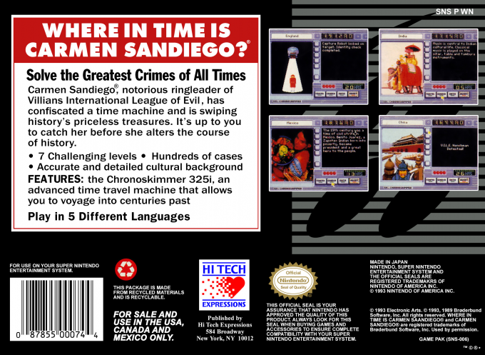 Where In Time Is Carmen Sandiego ? — box-2D-back (US)