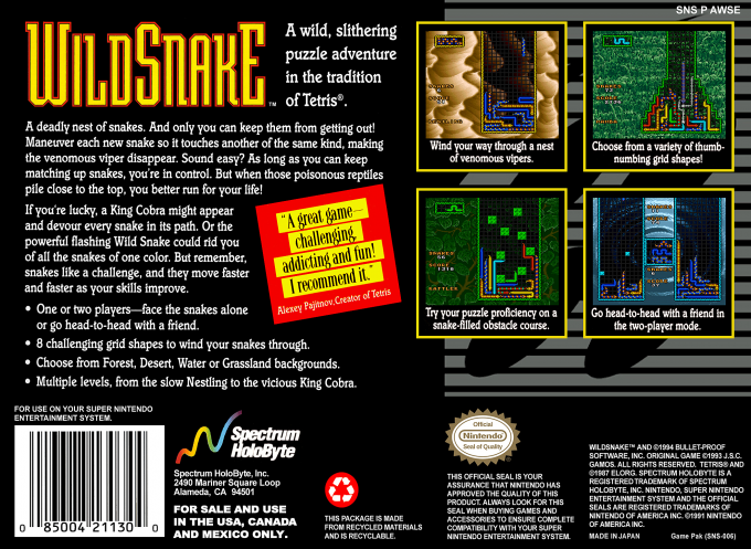 Wild Snake — box-2D-back (US)