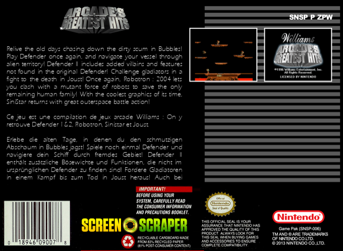 Williams Arcade's Greatest Hits — box-2D-back (SS)