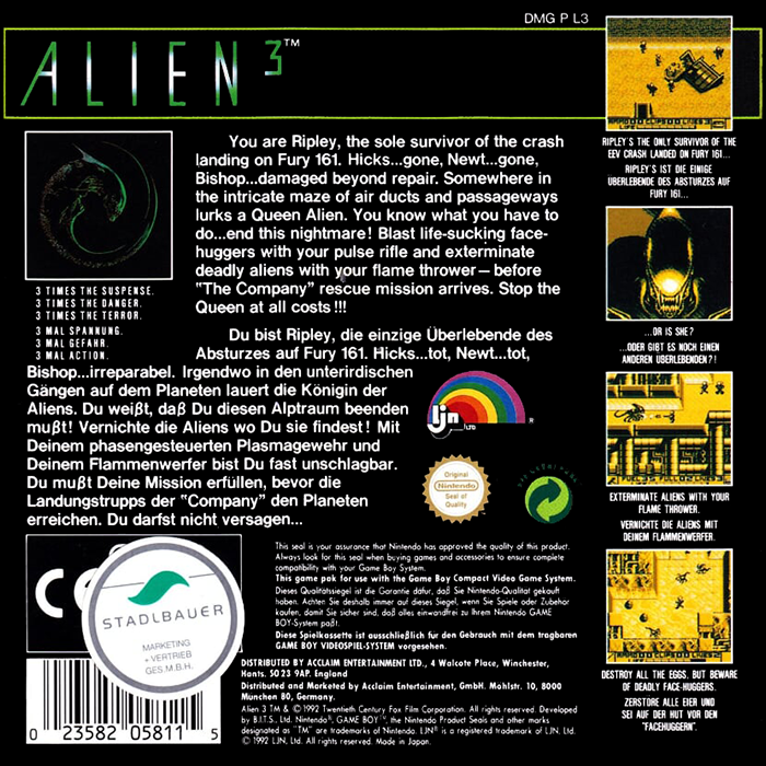 Alien 3 — box-2D-back (EU)