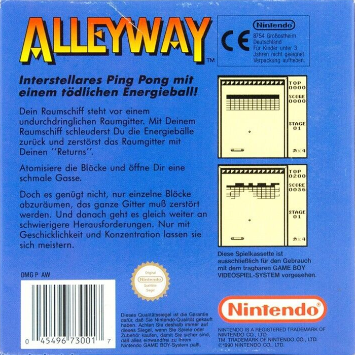 Alleyway — box-2D-back (DE)