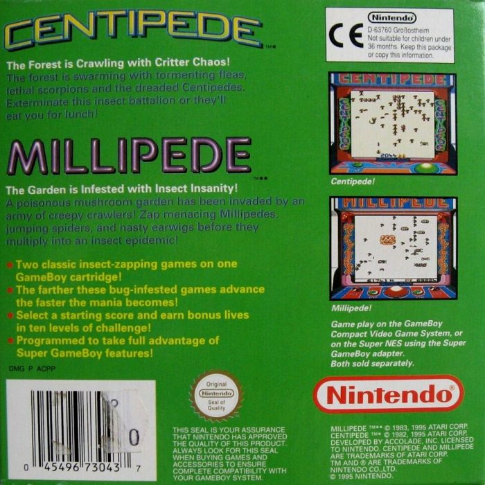 Arcade Classic No. 2 - Centipede And Millipede — box-2D-back (EU)