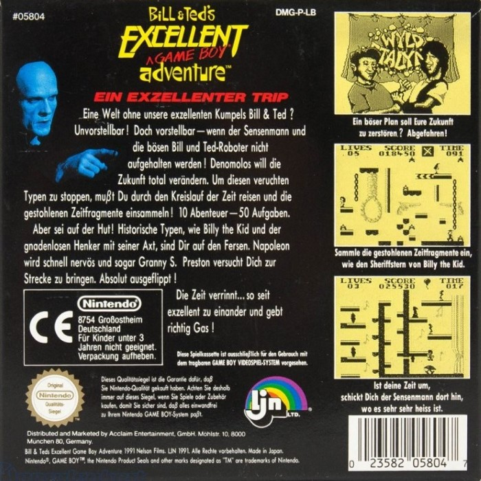 Bill & Ted's Excellent Game Boy Adventure — box-2D-back (DE)