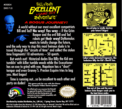 Bill & Ted's Excellent Game Boy Adventure — box-2D-back (US)