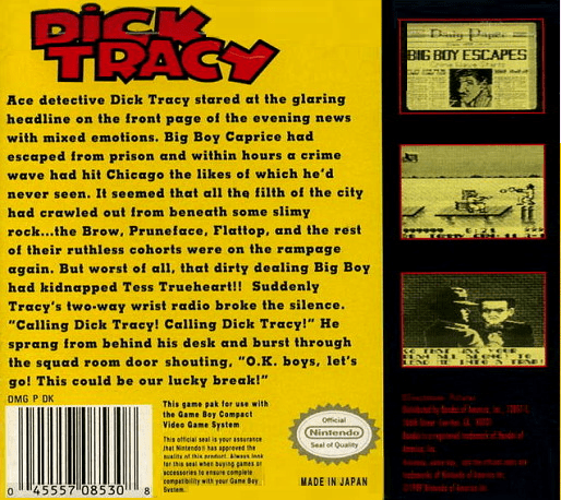 Dick Tracy — box-2D-back (US)