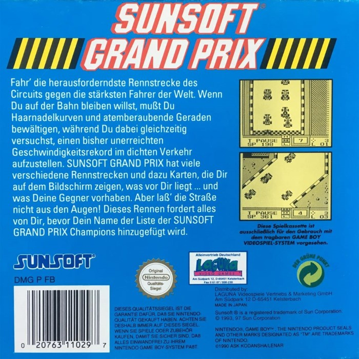 Sunsoft Grand Prix — box-2D-back (DE)