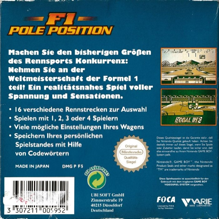 F1 Pole Position — box-2D-back (DE)