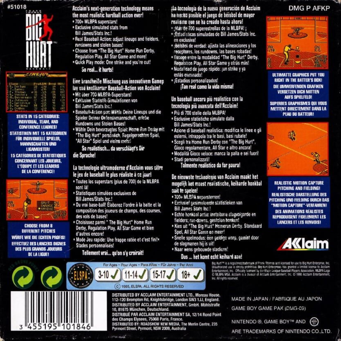 Frank Thomas Big Hurt Baseball — box-2D-back (EU)