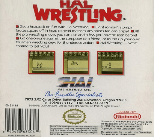 Hal Wrestling — box-2D-back (US)