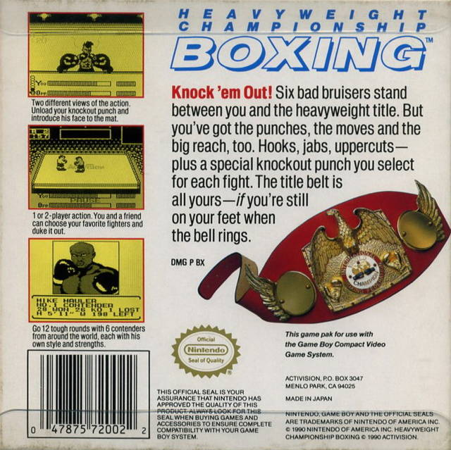 Heavyweight Championship Boxing — box-2D-back (US)