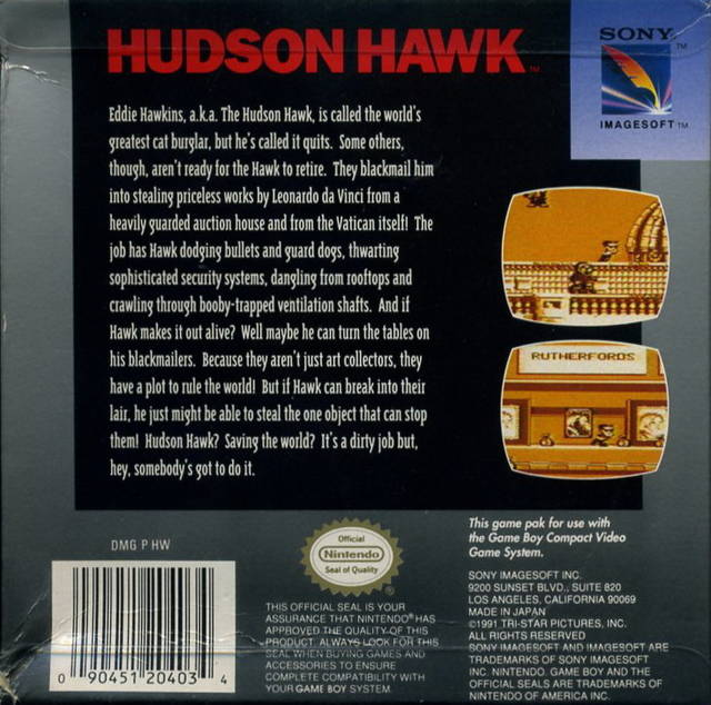 Hudson Hawk — box-2D-back (US)