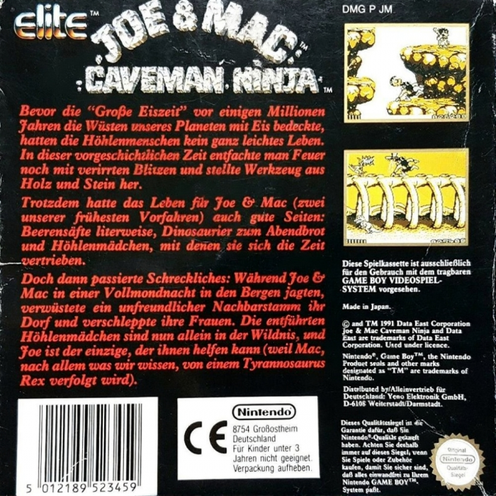 Joe And Mac - Caveman Ninja — box-2D-back (DE)