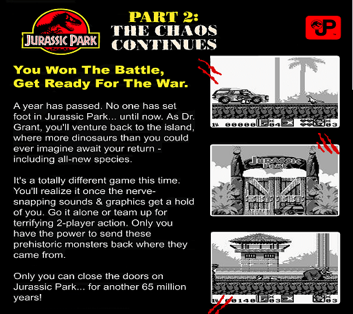 Jurassic Park Part 2 : The Chaos Continues — box-2D-back (US)