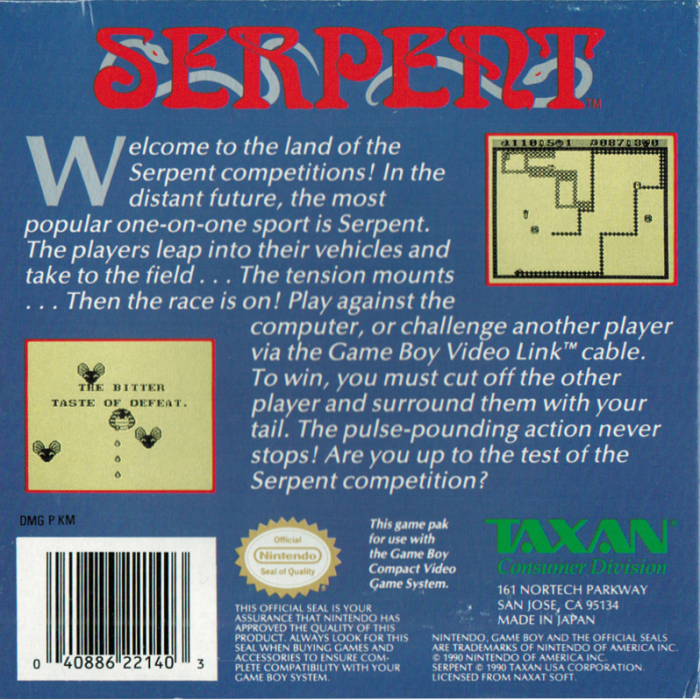 Serpent — box-2D-back (US)