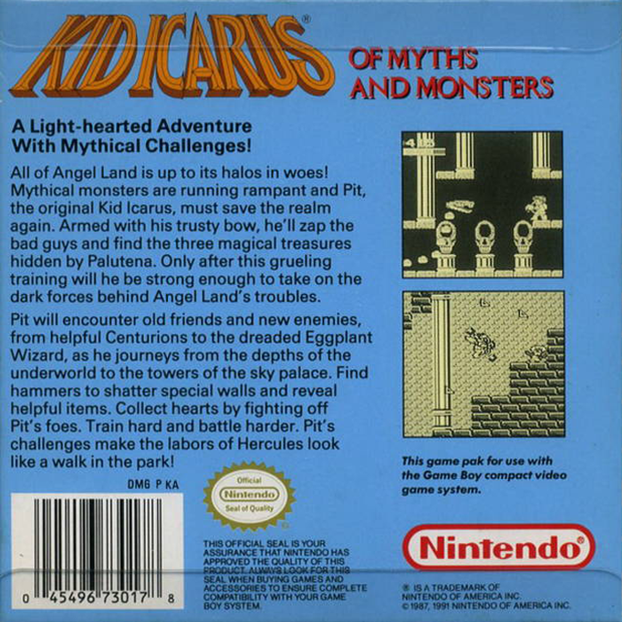 Kid Icarus : Of Myths and Monsters — box-2D-back (US)