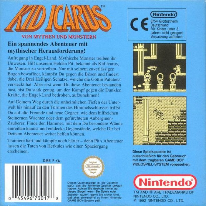 Kid Icarus : Of Myths and Monsters — box-2D-back (DE)