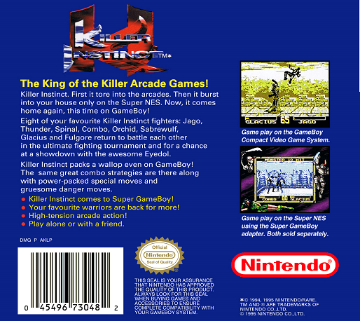 Killer Instinct — box-2D-back (US)