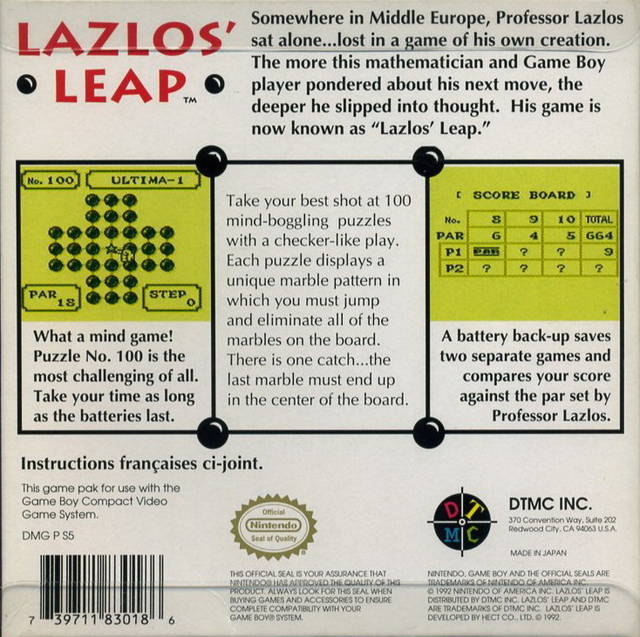 Lazlos' Leap — box-2D-back (US)