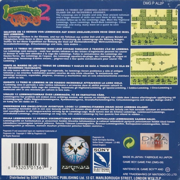 Lemmings 2 - The Tribes — box-2D-back (EU)