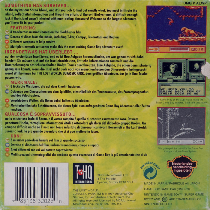Lost World, The - Jurassic Park — box-2D-back (EU)