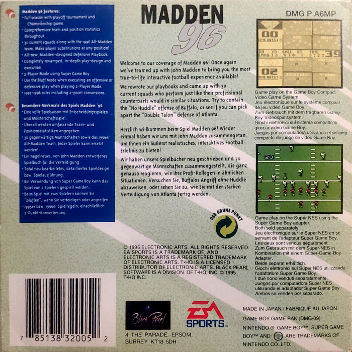 Madden '96 — box-2D-back (EU)