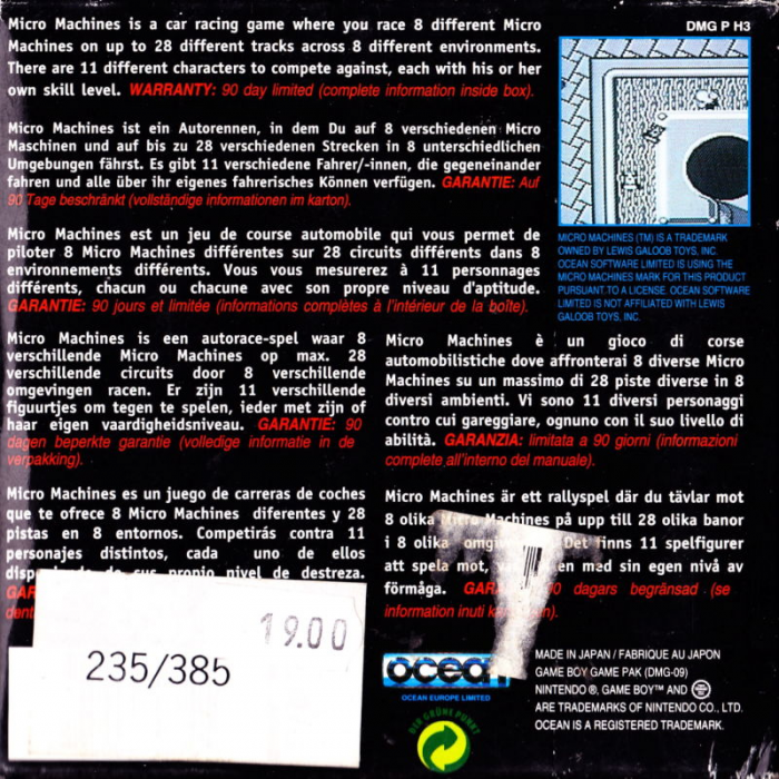 Micro Machines — box-2D-back (EU)