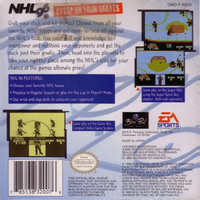 Nhl '96 — box-2D-back (US)