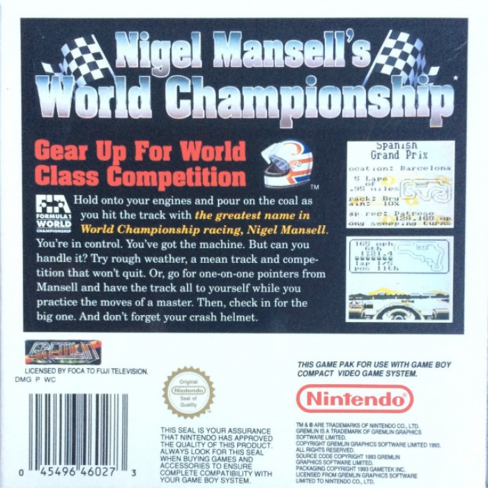 Nigel Mansell's World Championship — box-2D-back (EU)