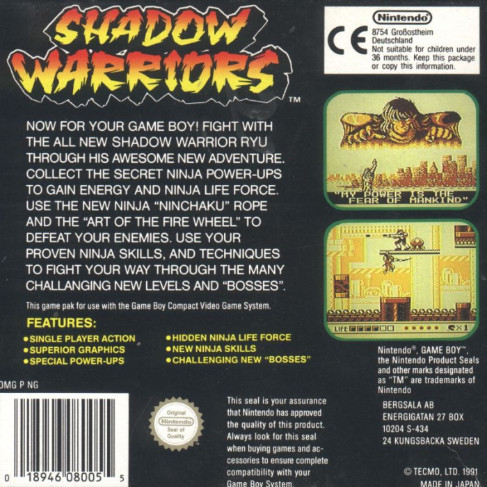 Ninja Gaiden Shadow — box-2D-back (EU)