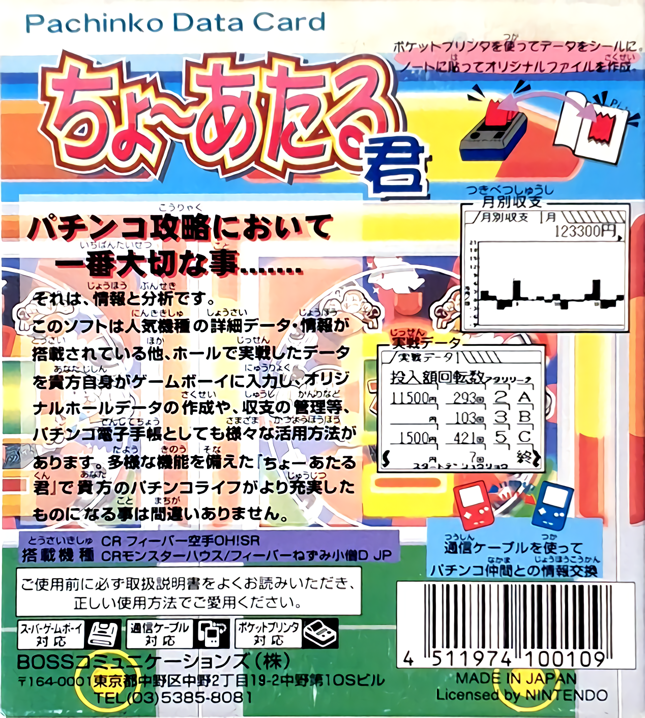 Pachinko Data Card - Chou Ataru-kun — box-2D-back (JP)