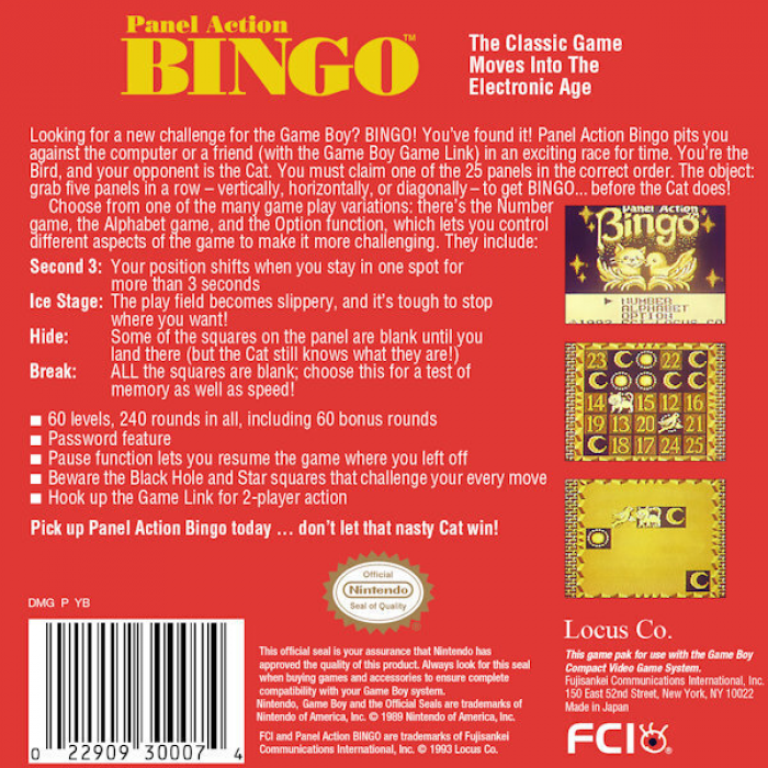 Panel Action Bingo — box-2D-back (US)