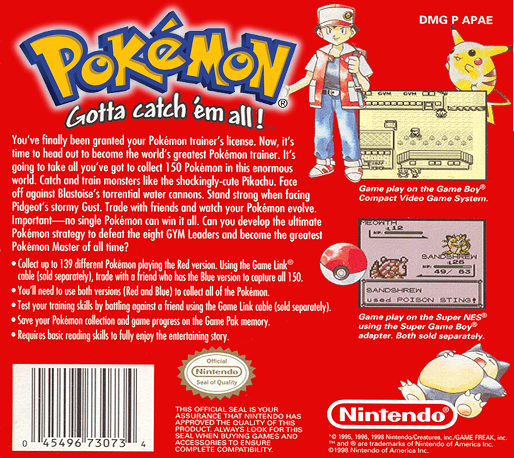 Pokemon - Red Version — box-2D-back (US)