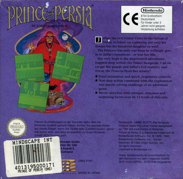 Prince of Persia — box-2D-back (EU)