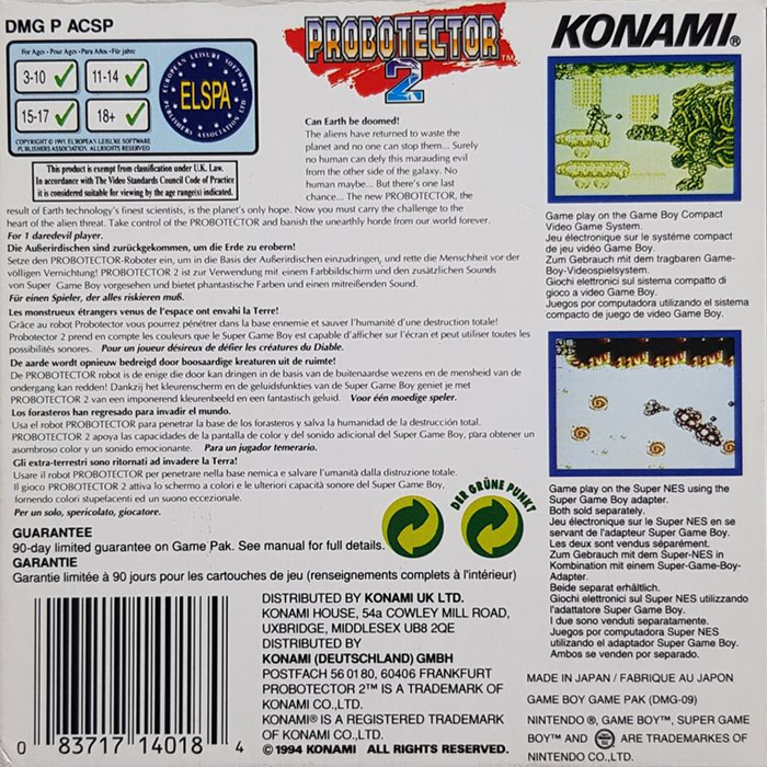 Probotector 2 — box-2D-back (EU)